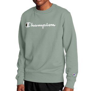 Champion Fleece Sweatshirt Men's Powerblend Script Logo Pullover Ecology Green